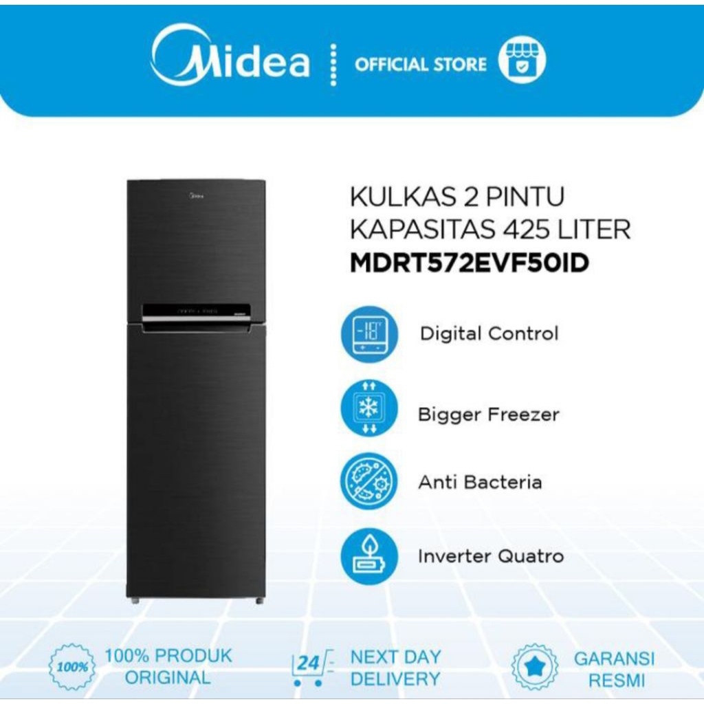 KULKAS MIDEA 2 PINTU MDRT572EVF50ID 425LITER KULKAS MIDEA 2PINTU KULKAS MIDEA