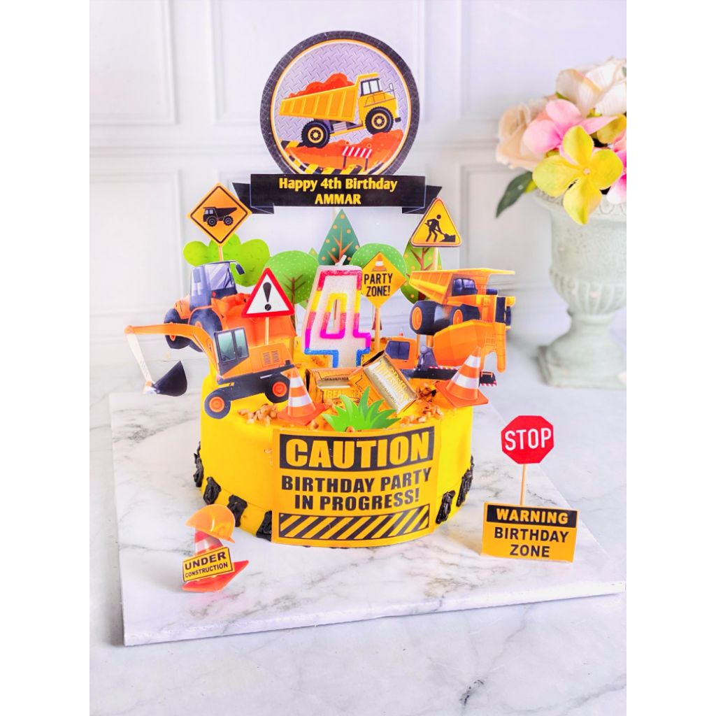 

kue ulang tahun anak birthday escavator topper cake
