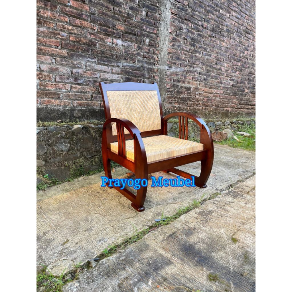 kursi sedan rotan kayu jati antik repro kursi becak pipa