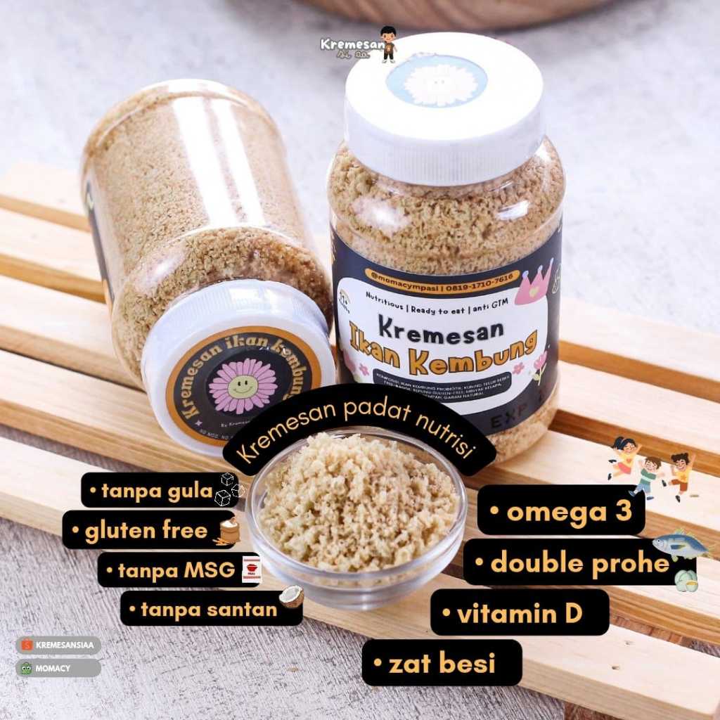 

Momacy kremesan ikan kembung omega 3 renyah gurih tanpa msg glutenfree bb booster kremes double protein kremes mpasi anti GTM kriuk prohe sehat pendamping makan untuk bayi anak sebagai solusi sehat anak GTM aman dikonsumsi setiap hari
