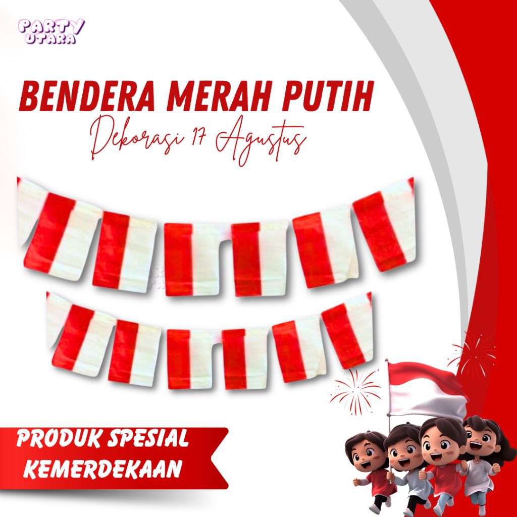 BENDERA PLASTIK MERAH PUTIH KEMERDEKAAN/DEKORASI AGUSTUSAN/17 AGUSTUS
