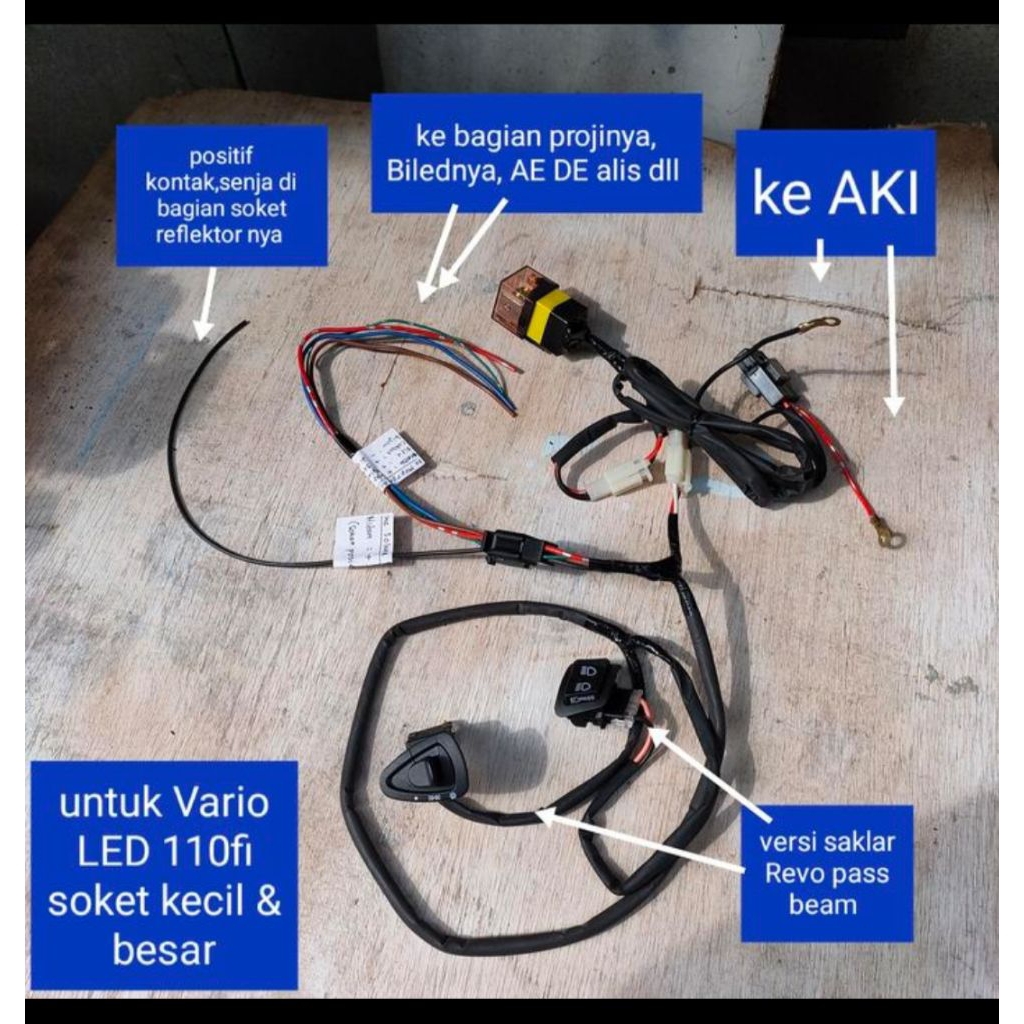 relay biled Vario LED 110fi PNP saklar Revo pass beam bisa reflektor soket kecil & besar
