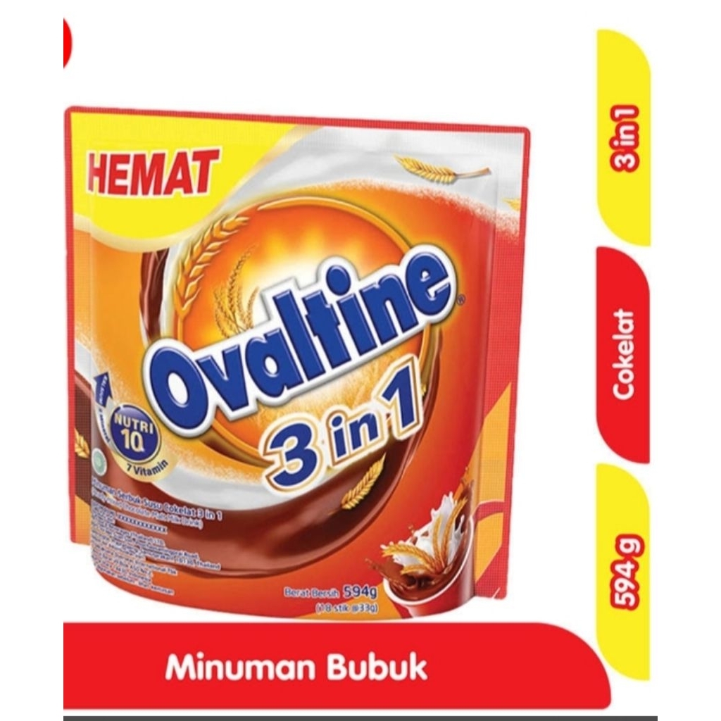 

ovaltine 3 in 1 cokelat minuman bubuk coklat 594gr