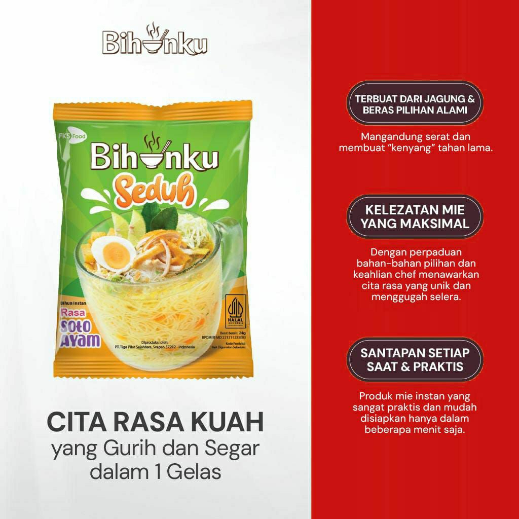 

BihunKu Seduh - rasa kaldu ayan & Soto ayam -24gr-1 dus@120pcs
