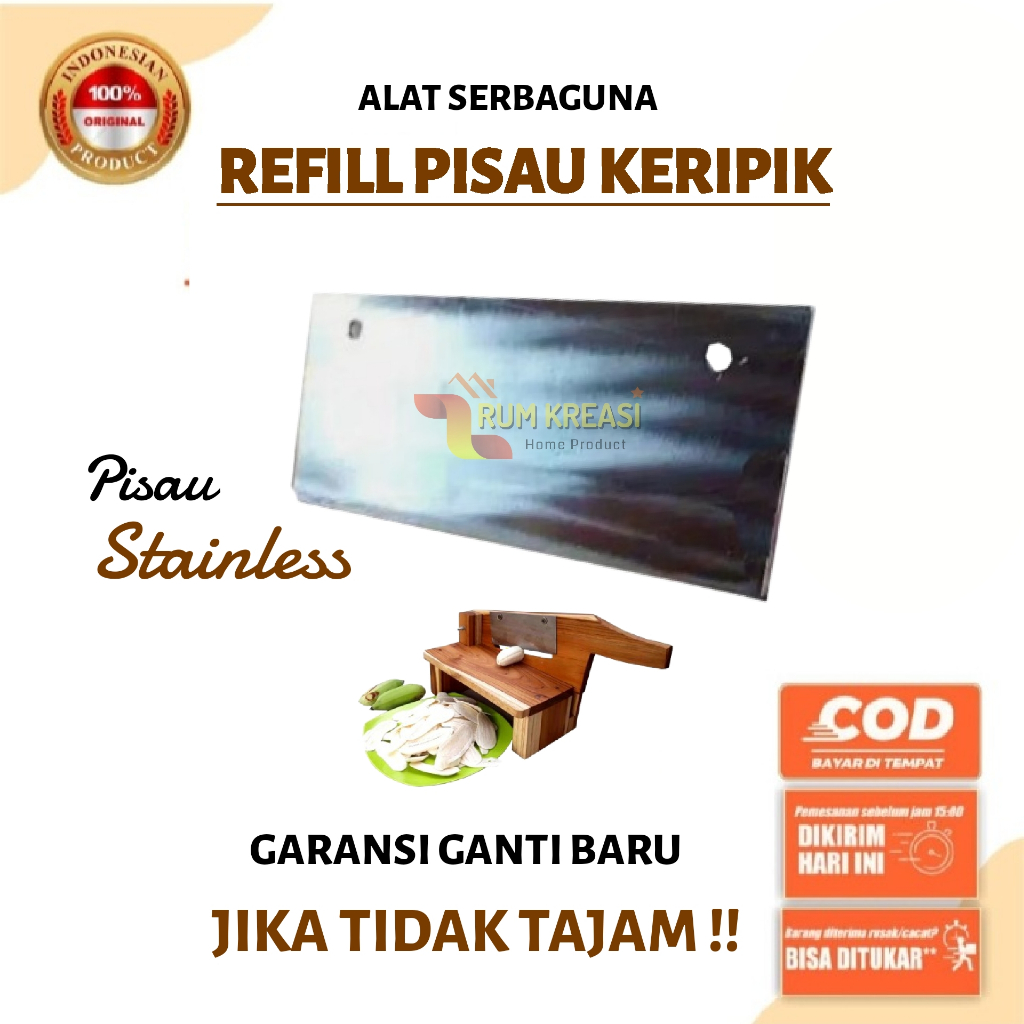 pisau refill cadangan 1 pcs pemotong engkol kerupuk/kerupuk lontongan stainless, irisan rajangan