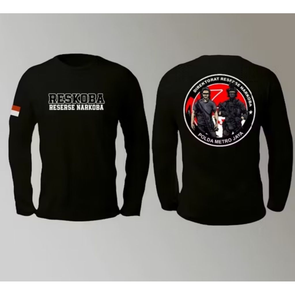 KAOS RESKOBA RESERSE NARKOBA  LENGAN PANJANG  REKTORAT RESERSE NARKOBA  POLDA METRO JAYA    T-SHIRT 
