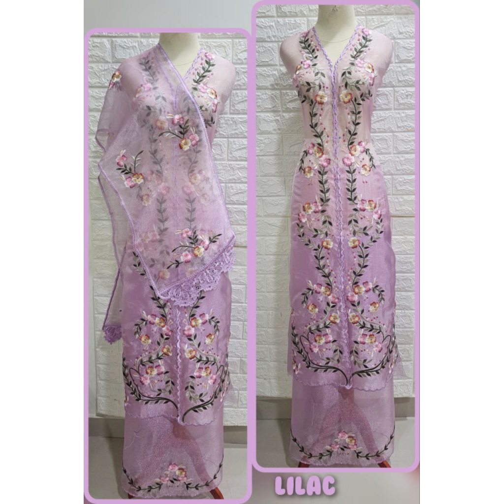 Bahan stelan Abaya Organza Bordir Suji Set selendang abaya bordir bukittinggi padang