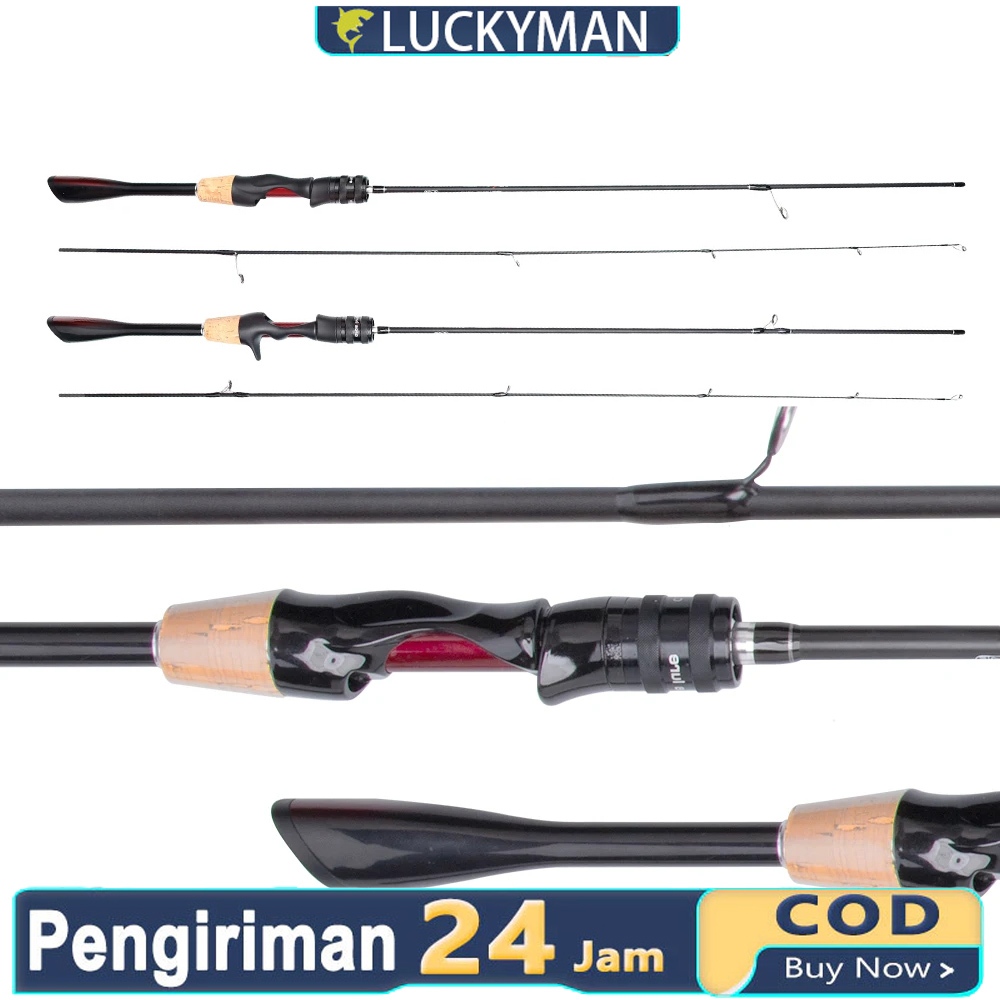 LUCKY MAN Joran Pancing Carbon Sutet 2 Bagian Tongkat Pancing UL Power Untuk Air Tawar Dan Laut