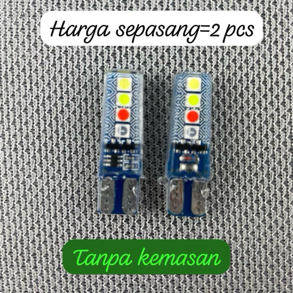 Lampu Sen Jelly 6 Led RGB Sein Senja T10 7 Warna Universal Motor Mobil