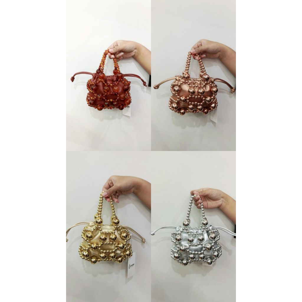 Tas tangan bucket bag serut berongga mini bag pesta premium