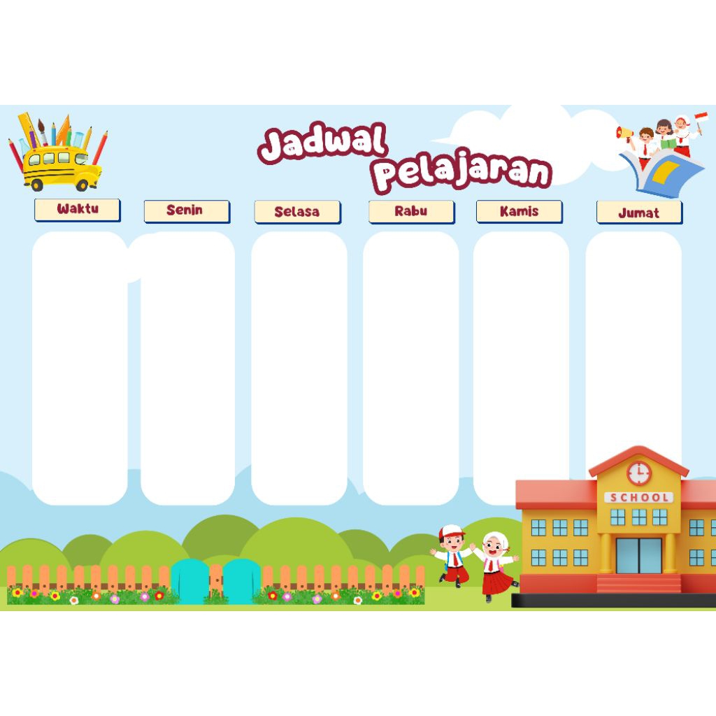 JADWAL PELAJARAN WIPE & CLEAN