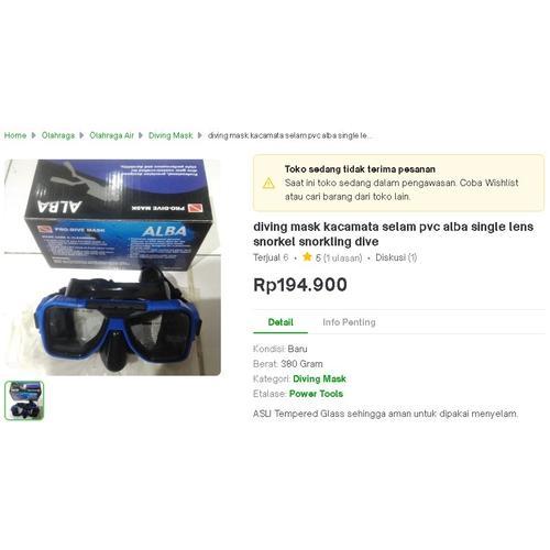 

diving mask kacamata selam pvc alba single lens snorkel snorkling dive