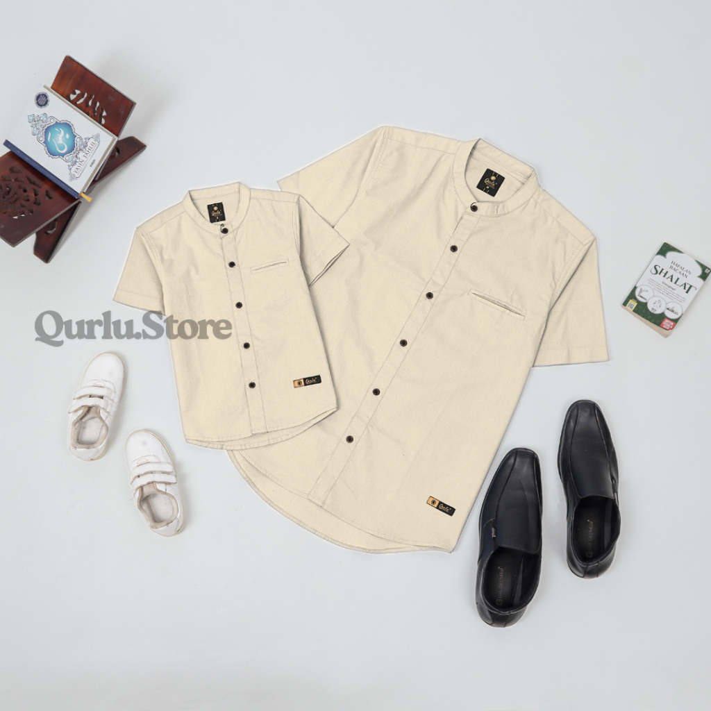 Qurlu - Kemeja Koko Dewasa/Anak warna IVORY (baju couple ayah dan anak laki-laki) Baju Koko Pria