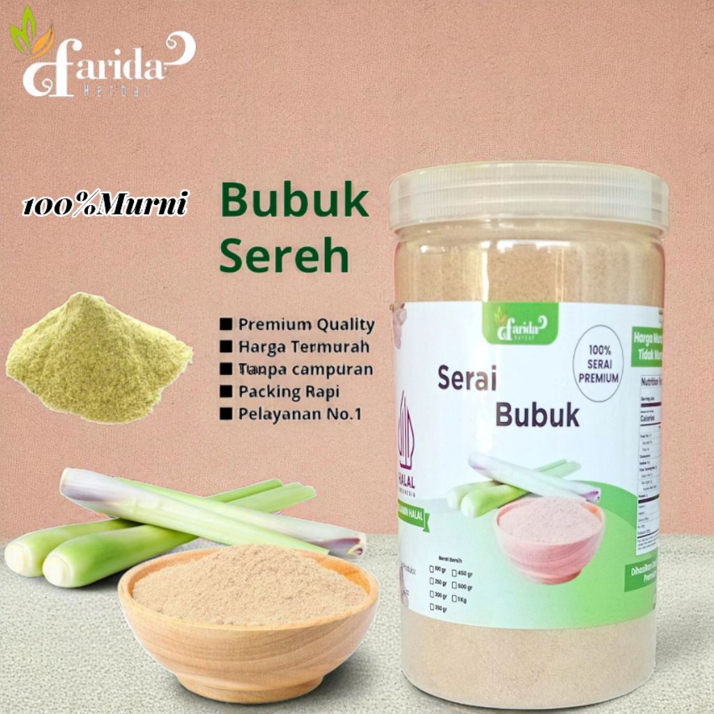 

Serai,Sereh,Sere Bubuk Murni 500gram Kemasan Toples/Asli Mirni Serai Bubuk 500gram