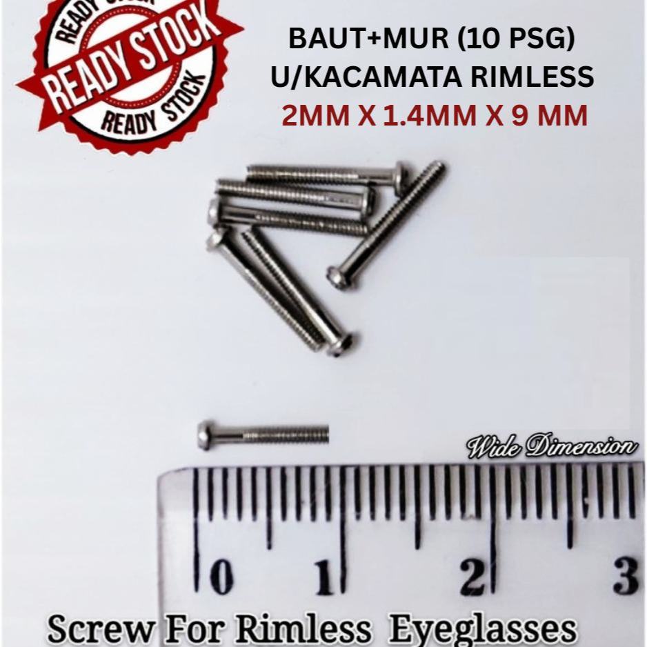 Baut kacamata bor rimless minus  lensa ukuran tinggi  tebal  screw lock eyeglass screw panjang  meda