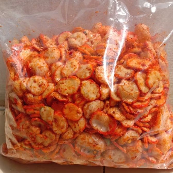 

kerupuk bawang bulat warna warni bantat pedas daun jeruk