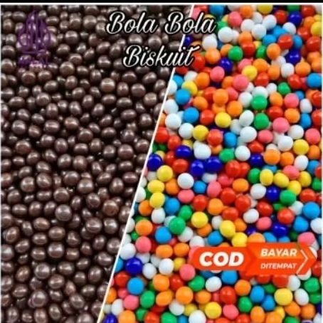 

Biskuit Bola Bola Coklat Warna Warni Camilan Manis Snack Renyah 250gr 500gr
