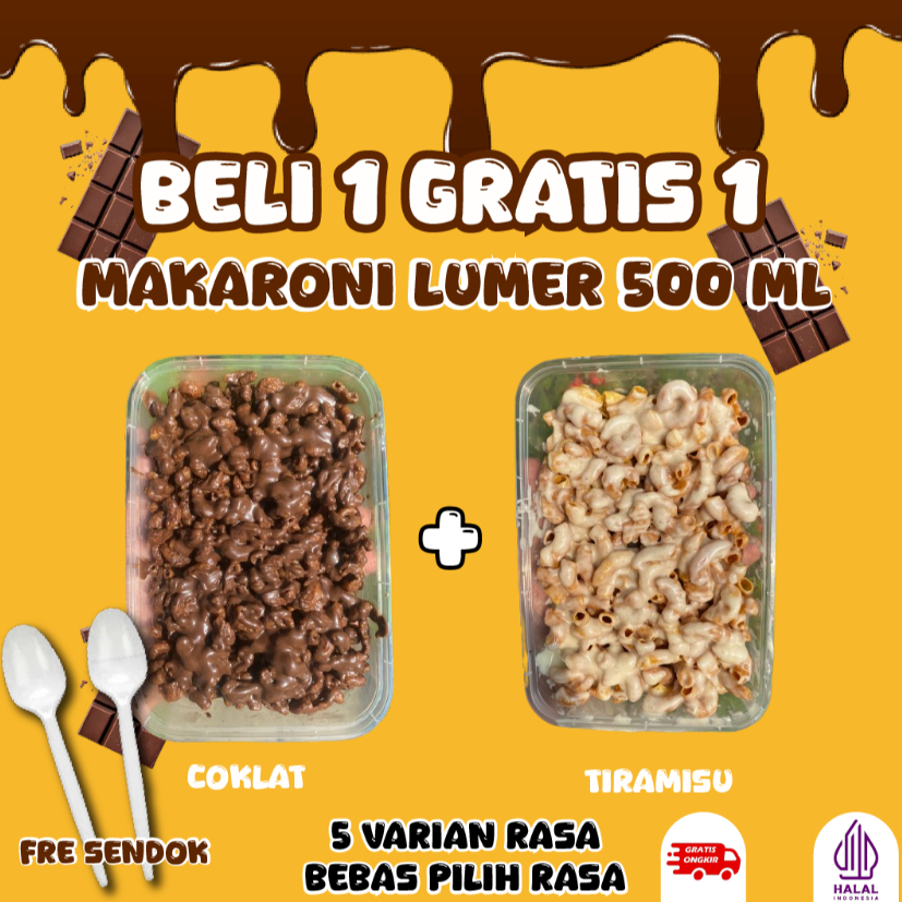 

PROMO BELI 1 GRATIS 1 MAKARONI COKLAT LUMER PREMIUM DAPET 2 BOX ANEKA RASA