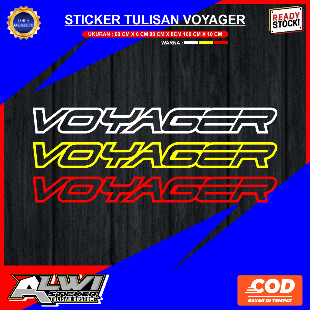 stiker bus tulisan voyager bahan nyala tidak mudah pudar dan tahan air