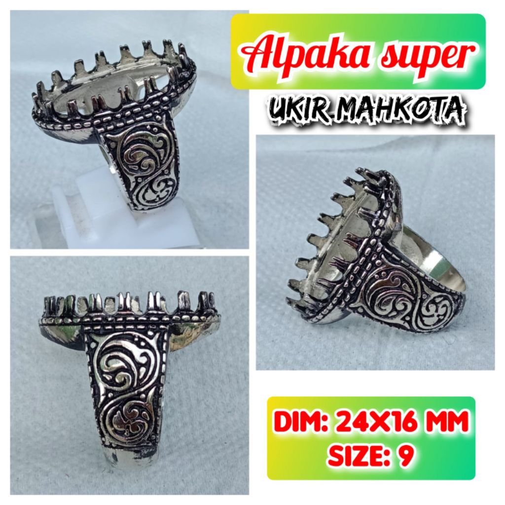 emban batu akik dan permata alpaka super ukir mahkota.35