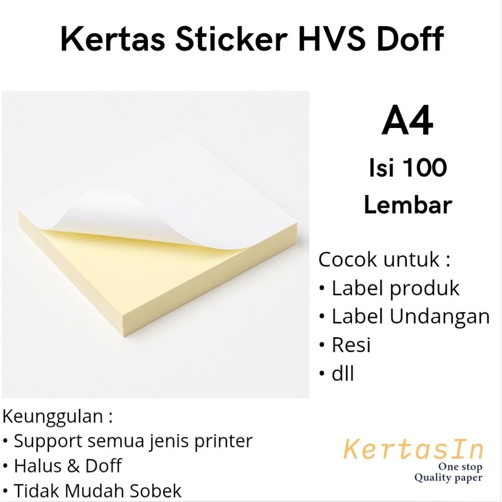 

Sticker HVS A4 Isi 100 Lembar untuk Printer – Kertas Stiker Print Sendiri Inkjet Laser | Cocok Untuk Label dan Sticker Nama
