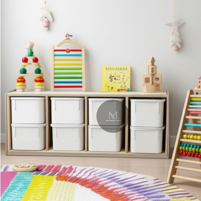 Rak mainan 8 box / rak mainan plus box dan tutup / rak mainan serbaguna / rak mainan multifungsi / r