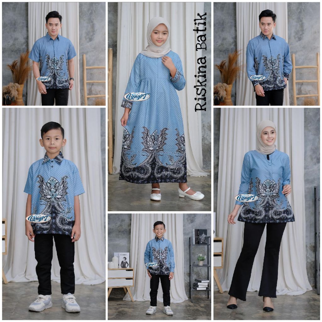 RISKINA BATIK | Baju Batik Couple Keluarga Ayah Ibu Anak Motif Cakra Buana Terlaris Terbaru 2025