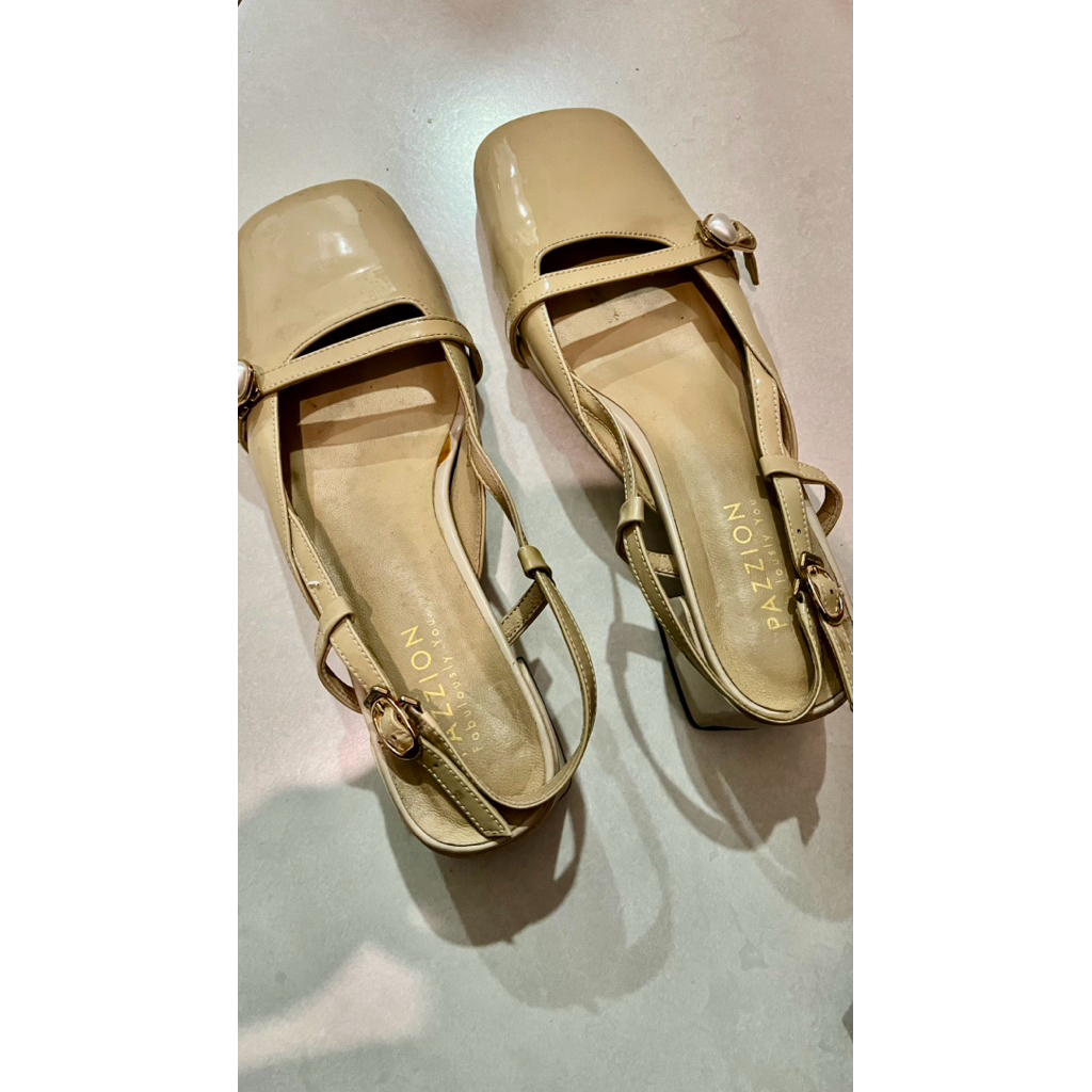 PRELOVED Sepatu Pazzion Low Block Heels - coklat muda