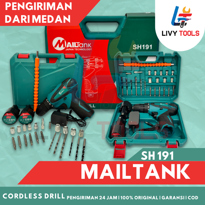 Mailtank SH191 12V Bor Baterai 2baterai bor cas 1 set lengkap murah mesin bor tangan Mesin Bor denga