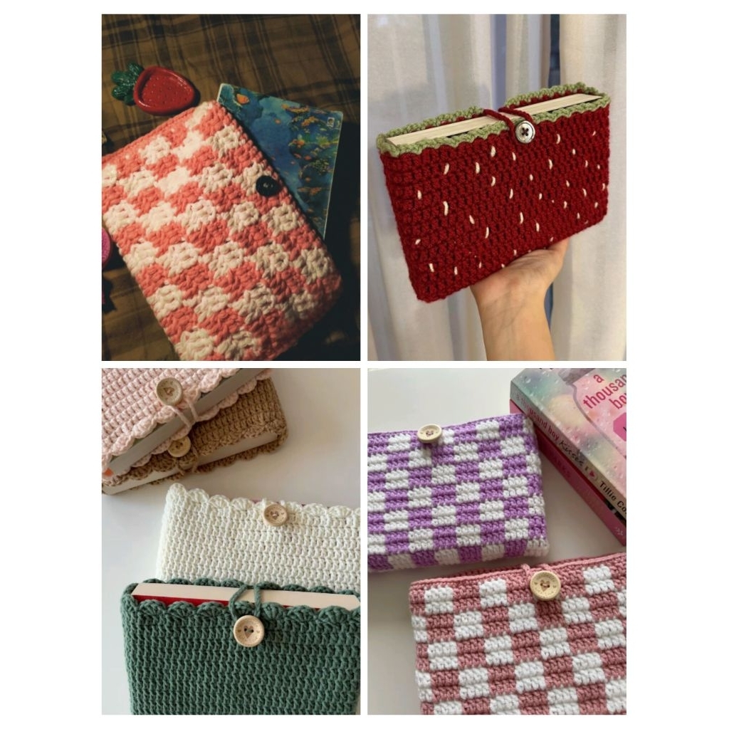 

(PO) book sleeve crochet cover buku rajut handmade sarung kotak aesthetic novel kindle