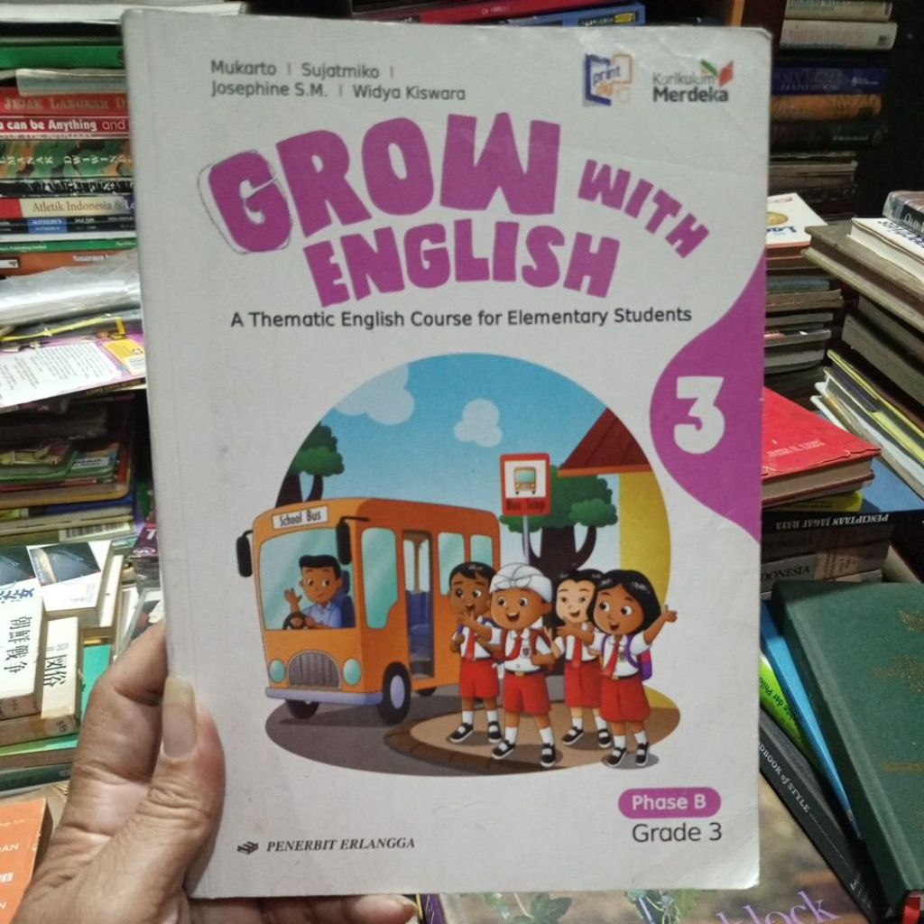 GROW WITH ENGLISH, kurikulum merdeka, SD kelas 3, kondisi baik, used seken bekas preloved original