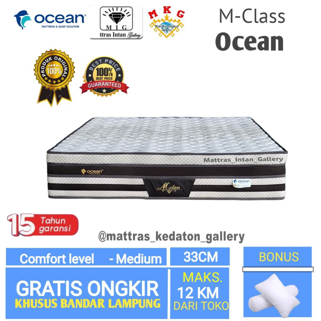 Kasur Ocean Springbed M Class T33 Cm - kasur spring bed ocean Spring bed size 160 - 180 bandar lampu