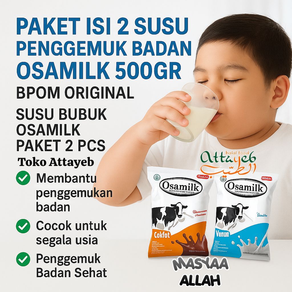 

OSAMILK PAKET ISI 2 SUSU Penggemuk Badan Osamilk 500gr & Penambah Nafsu Makan Gemuk Badan Tinggi Sehat Tingkatkan Daya Tahan Kuat Imunitas
