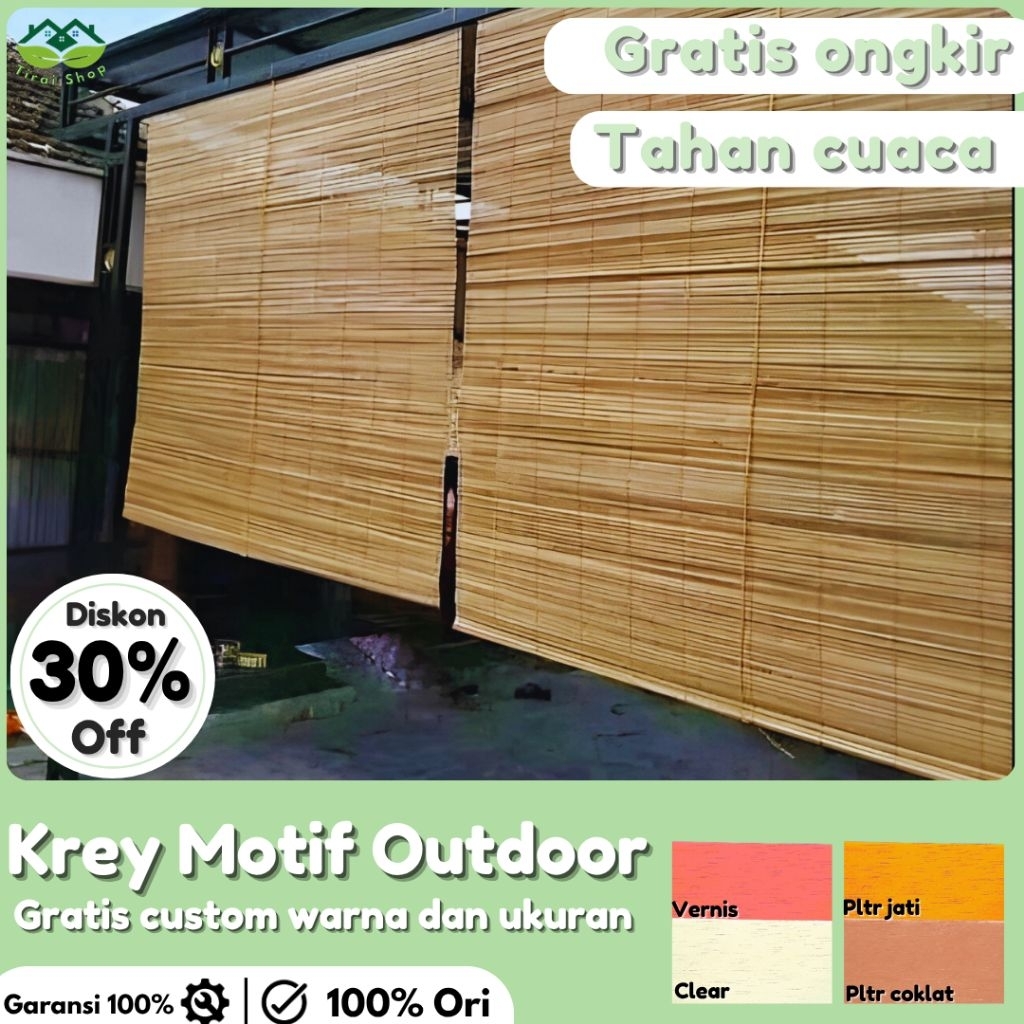 Krey Tirai Gulung Sawit Bambu Outdoor Minimalis include Tali Kerekan