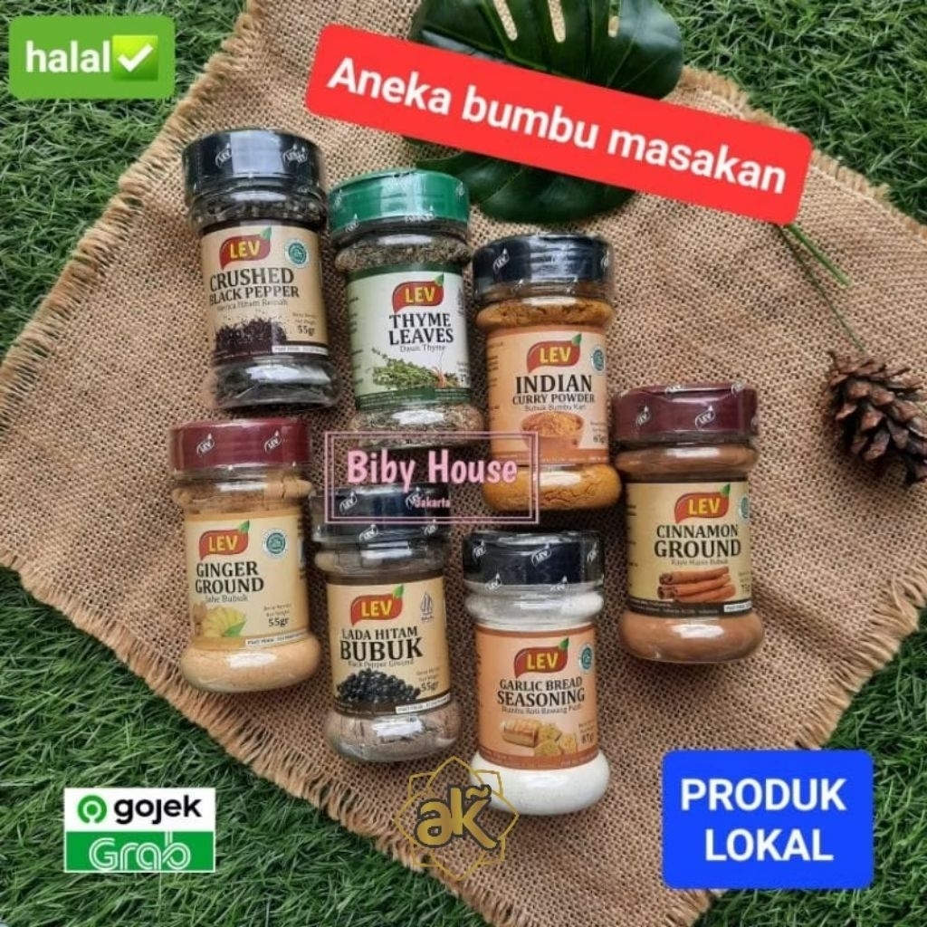 

LEV Bumbu Masakan Bubuk Kari/Bubuk kayu manis/Bawang putih bubuk/Lada Hitam/Jahe bubuk/Daun Thyme