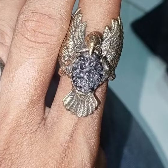 NATURAL TEKTITE RING KUNINGAN MODEL ELANG
