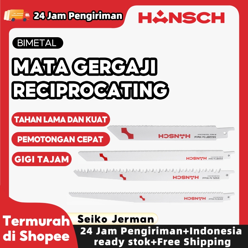 HANSCH Mata Gergaji Reciprocating Mata Gergaji Kayu Besi Logam Lunak Potong Papan 2Pcs