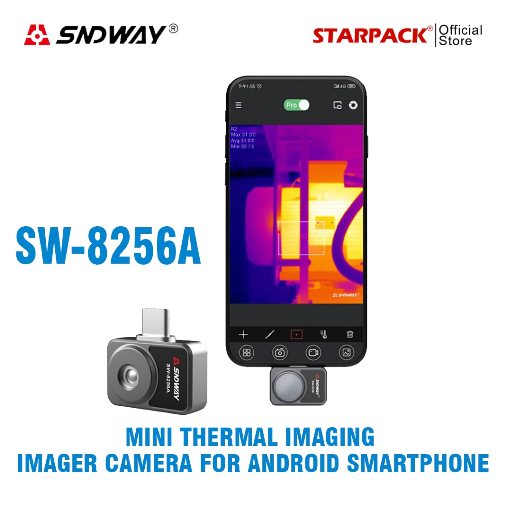 SNDWAY SW-8256A Infrared Camera Night Thermal Imager for Android Smartphone Resolution 256x192 Profe