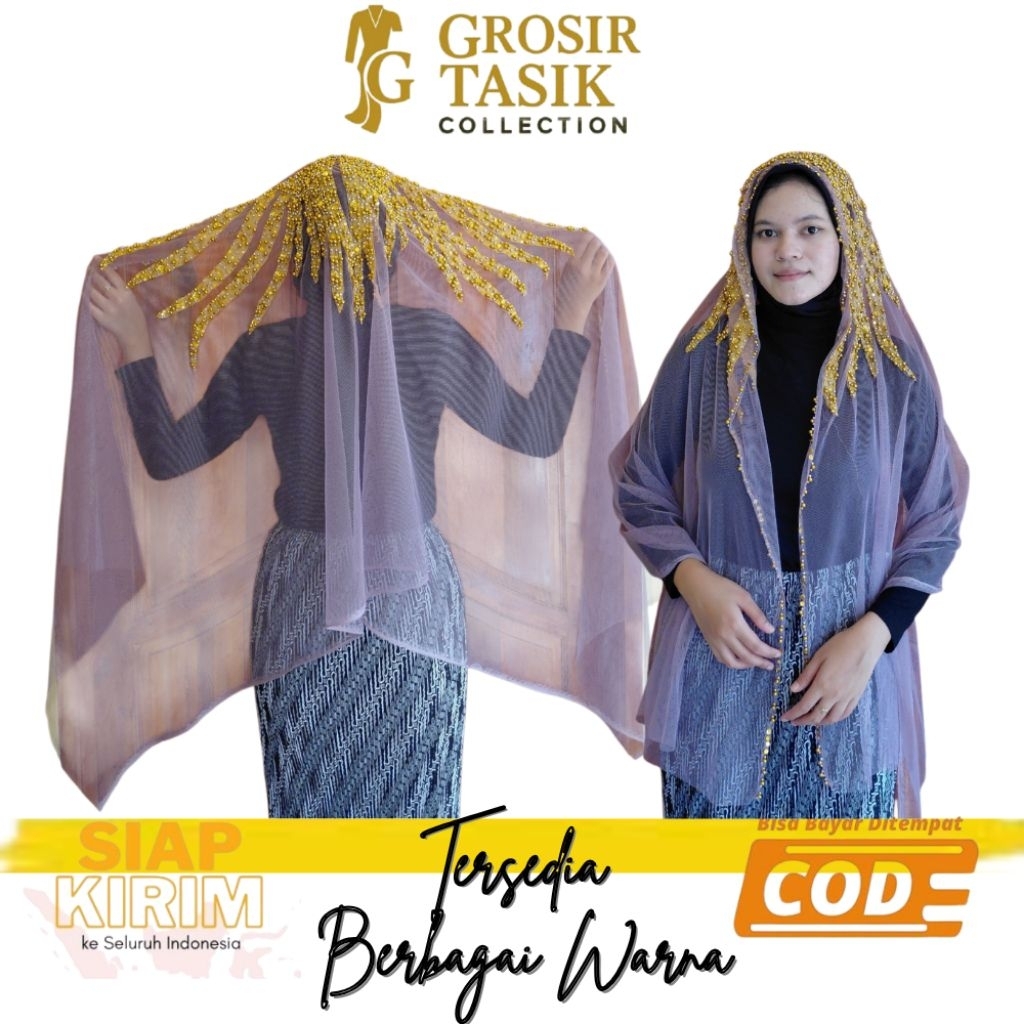 SLAYER PENGANTIN SELENDANG MISPA HAJI & UMROH FULL PAYET TILE SELENDANG AKAD NIKAH SELENDANG PENGANT