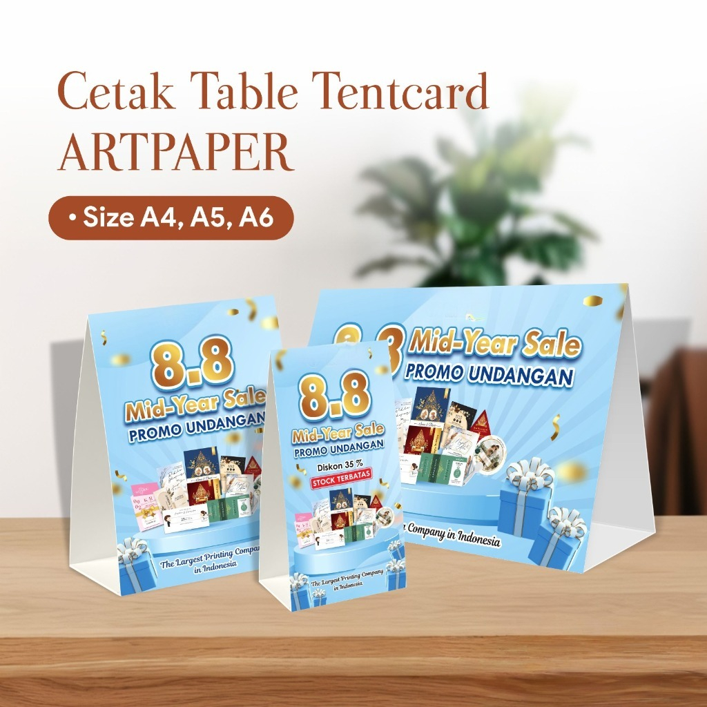 

Cetak Tent Card Custoom | TentCard | Standing Card Lipat Segitiga | Media Promosi Meja