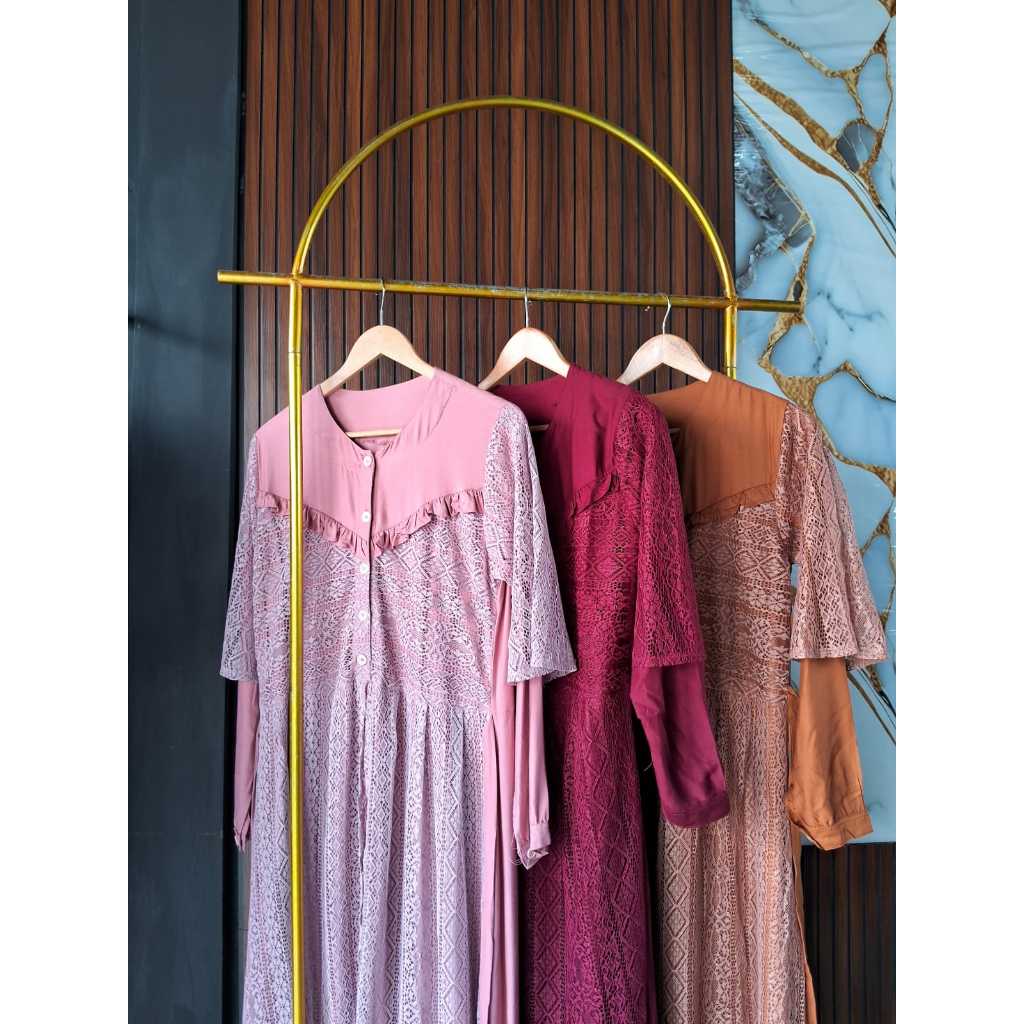 GAMIS RAYON MIX BROKAT BUSUI FRIENDLY || GAMIS DHONIA BROKAT