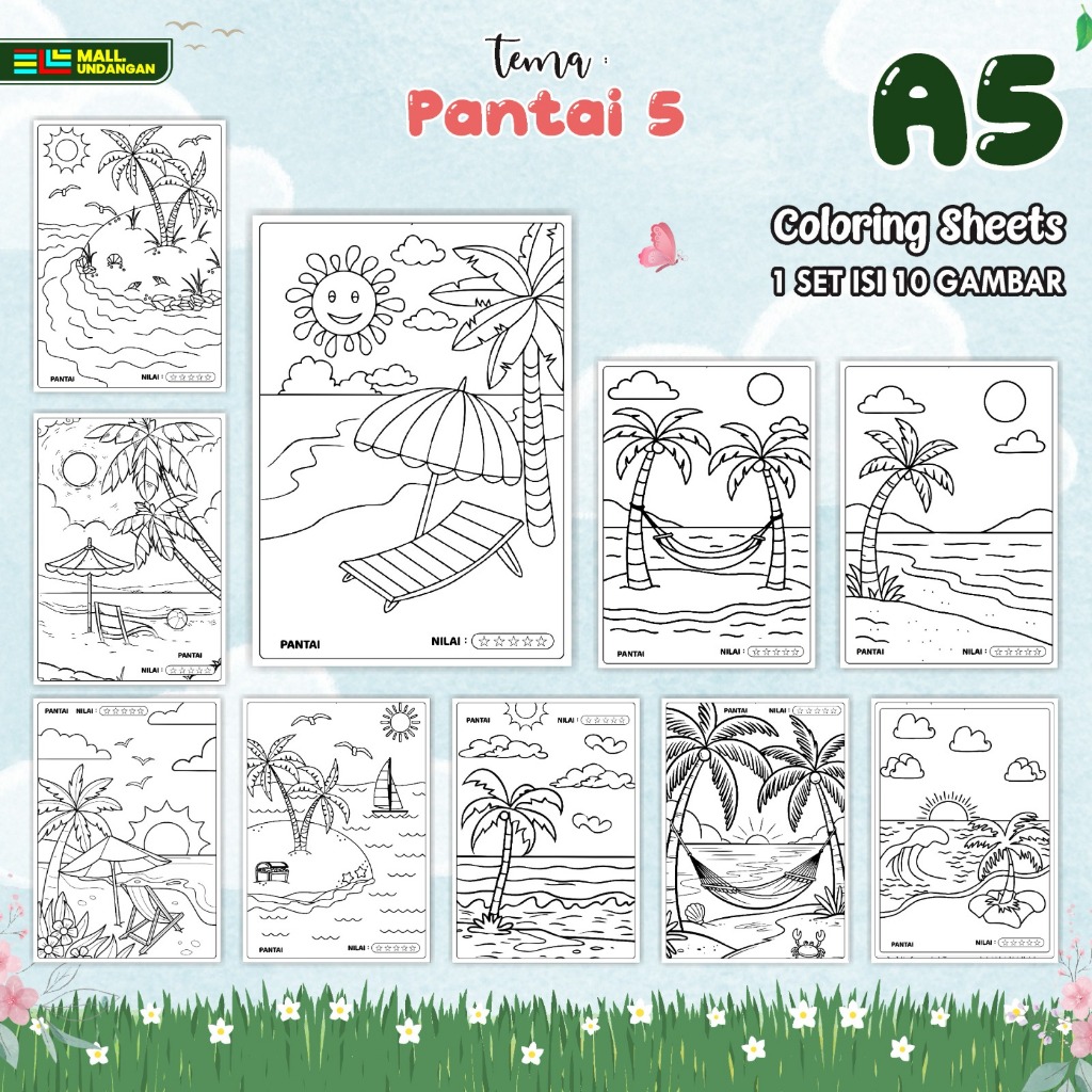 

LEMBAR KERTAS MEWARNAI TEMA PEMANDANGAN - PAPER COLORING SHEETS FOR KIDS - KERTAS GAMBAR ANAK A5