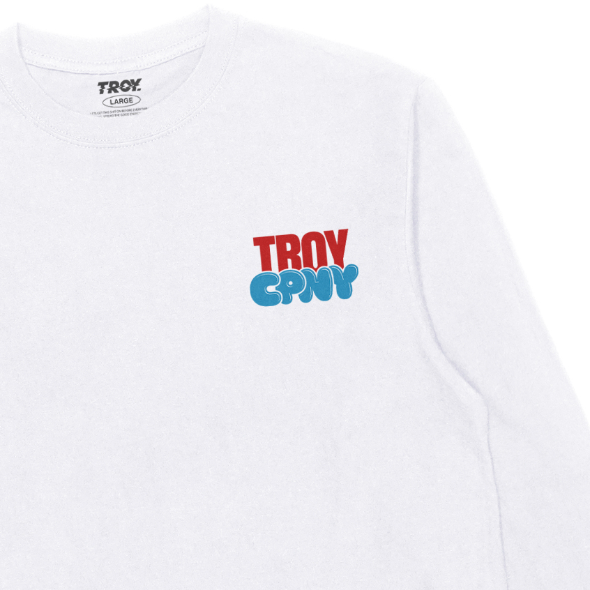 Troy Company Longsleeve Tshirt White Kined - Kaos Putih Lengan Panjang LS 3216