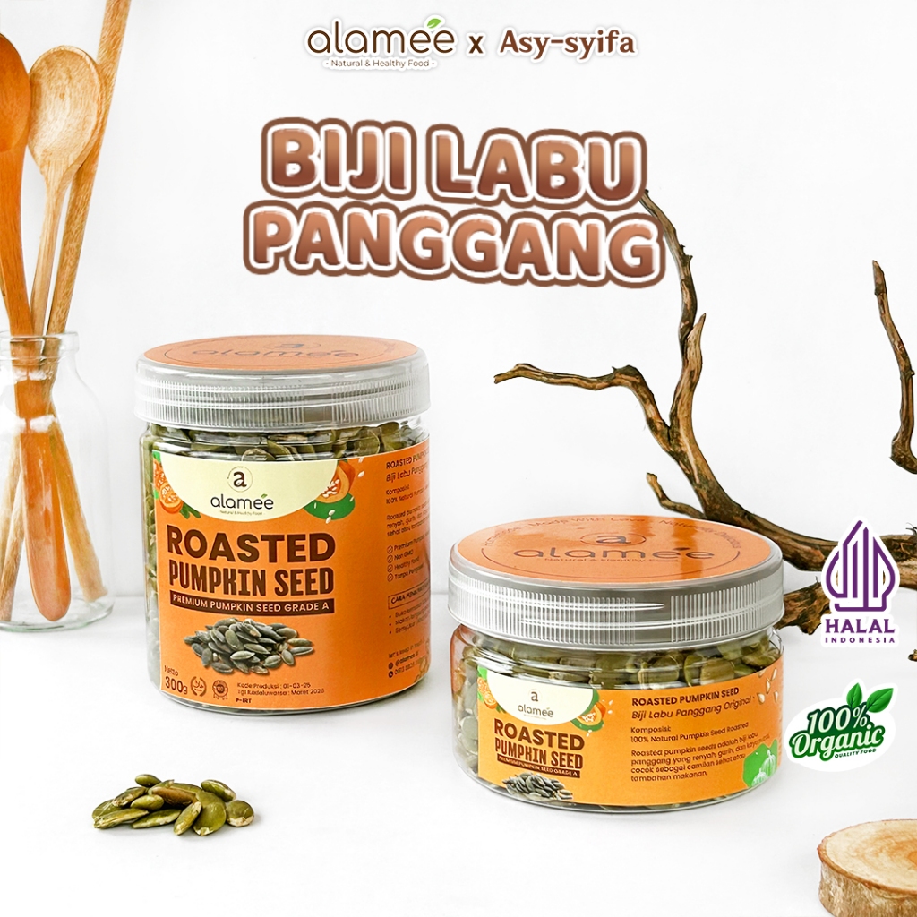 

ALAMEE Roasted Pumpkin Seed Biji Labu Pepita Kupas Panggang Matang Siap Makan Natural 300gr
