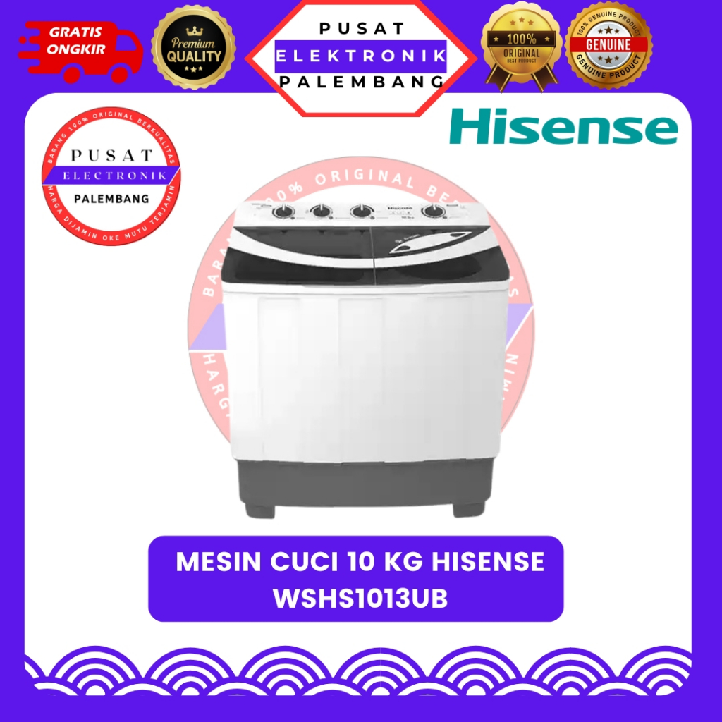 MESIN CUCI 2 TABUNG HISENSE WSHS1013UB 10KG MESIN CUCI PALEMBANG