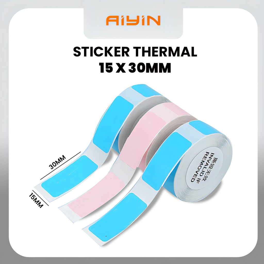 

AiYin Sticker Thermal Paper 15mm x 30mm 3/8" x 1 1/2" 170pcs/roll - Black On Pink Blue White Self Adhsive Tape for AiYin D11