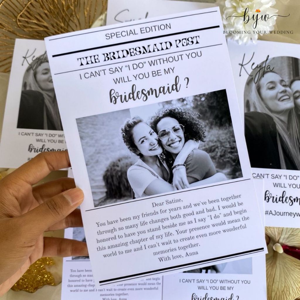 Newspaper Bridesmaid Card Undangan Bridesmaid card Aesthetic Bridesmaid Card Kartu Bridesmaid