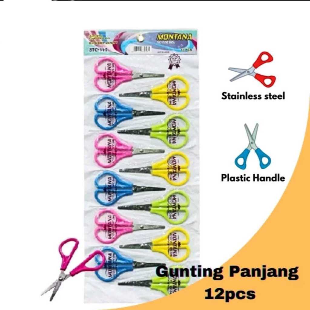 

[ ISI 12 PCS ] GUNTING KERTAS SERBAGUNA TAJAM - Scissor multifungsi Stainless Steel - GUNTING ALAT TULIS KANTOR