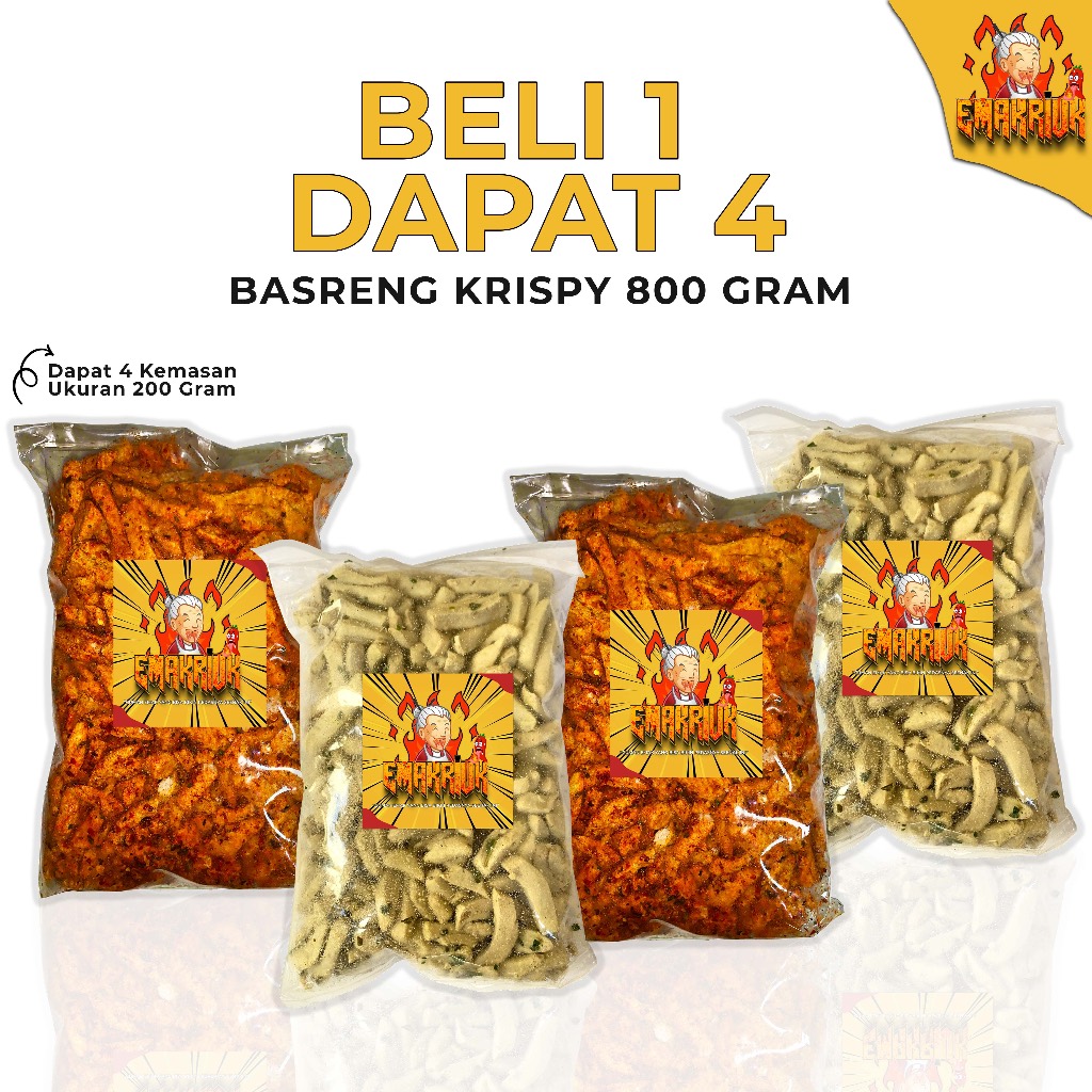 

EMAKRIUK - BASRENG BELI 1 DAPAT 4 Rasa Original 200gr Pedas 200gr Bebas pilih Variant Cemilan Bumbu Melimpah