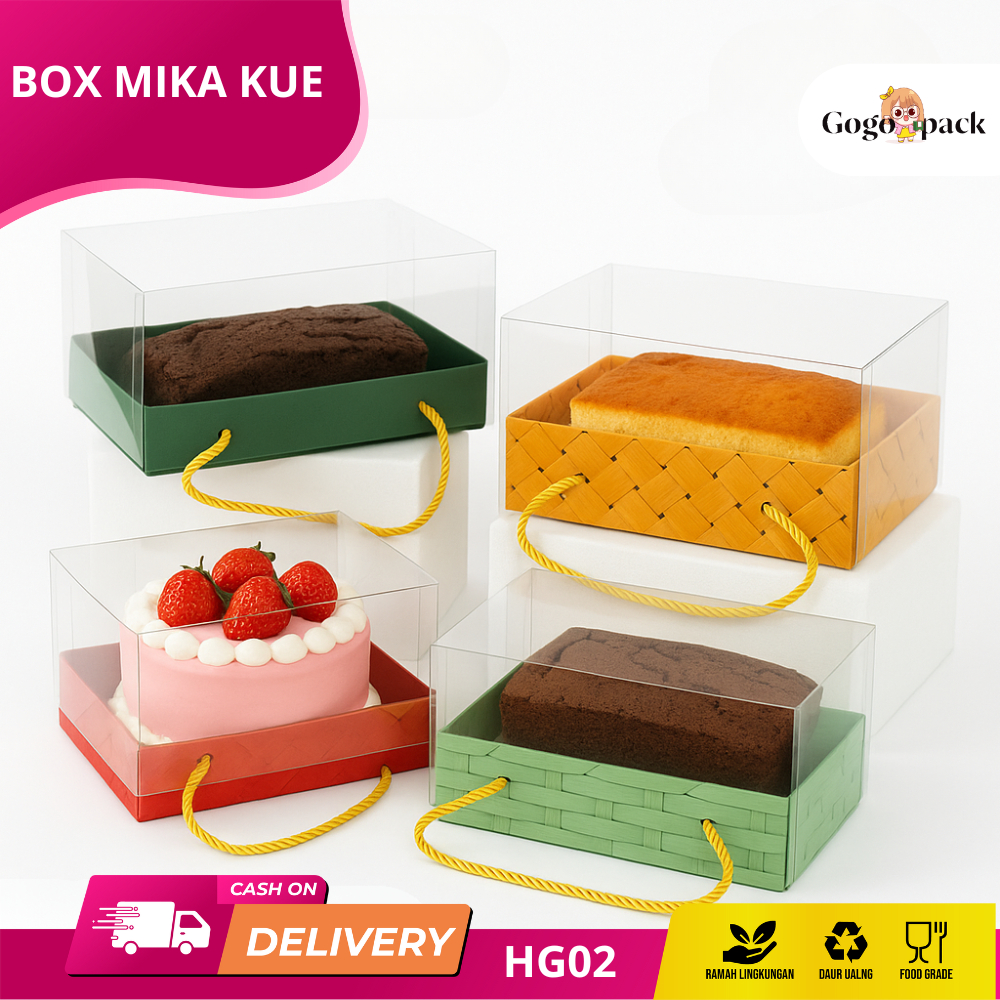 

Box Mika Transparan / Box Mika Handle Tali / Kotak Kue Mika / Box Makanan / Box PackagingI HG02-HG11
